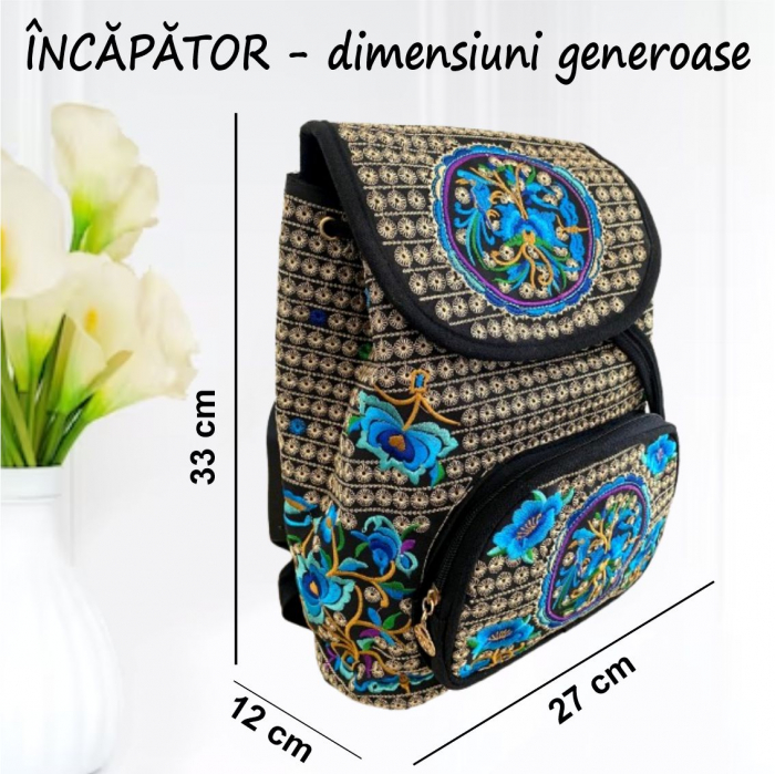 Rucsac  elegant de dama - Fantezie in Albastru [4]