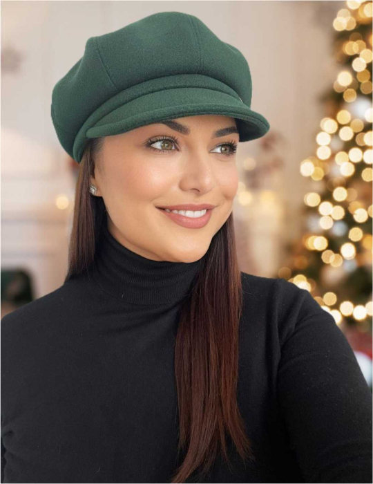 Sapca eleganta din stofa lux cu cozoroc Samira (VERDE) - marime UNIVERSALA [2]