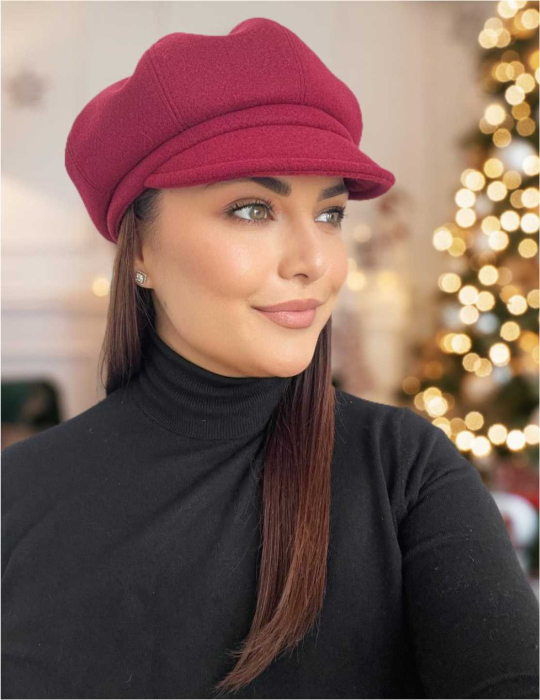 Sapca eleganta din stofa lux cu cozoroc Samira (GRENA) - marime UNIVERSALA [2]