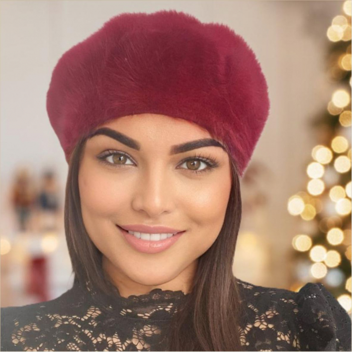 Set 2 caciuli din lana de Angora - Princess Duo (NEGRU+GRENA) - marime universala [4]