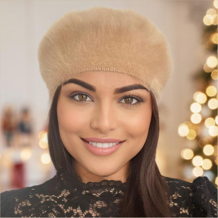 Set 2 caciuli din lana de Angora - Princess Duo (NEGRU+MARO cappuccino) - marime universala [4]