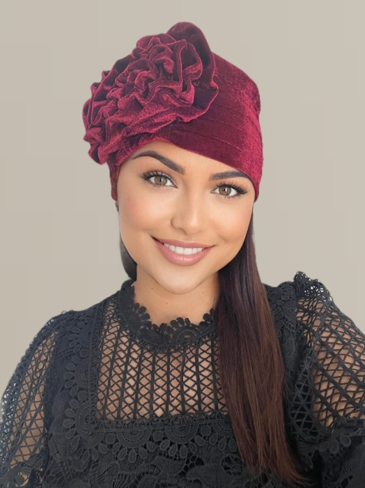 Turban elegant din catifea lux AFRODITA (GRENA) - marime universala [4]
