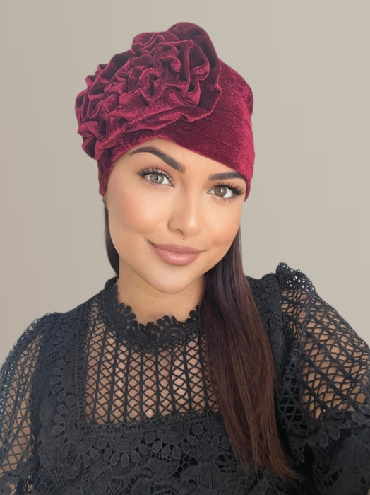 Turban elegant din catifea lux AFRODITA (GRENA) - marime universala [3]
