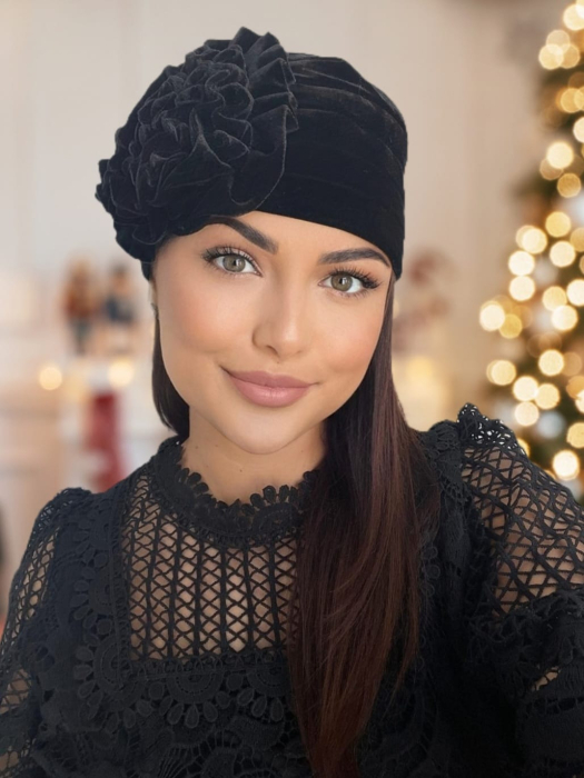 Turban elegant din catifea lux AFRODITA (NEGRU) - marime universala [2]