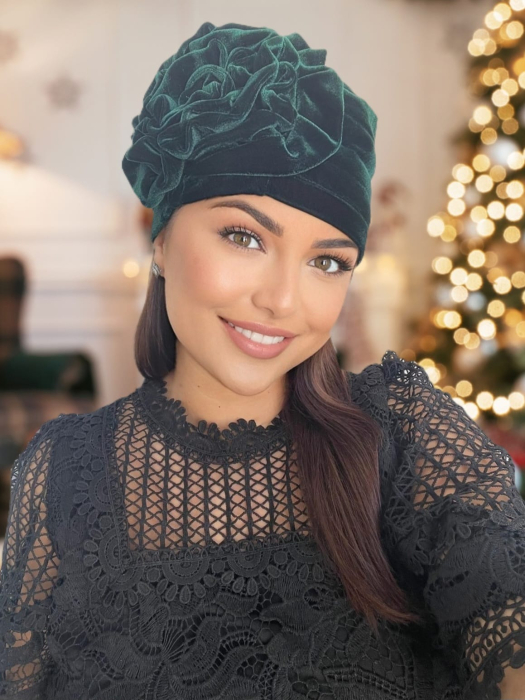 Turban elegant din catifea lux AFRODITA (VERDE) - marime universala [2]