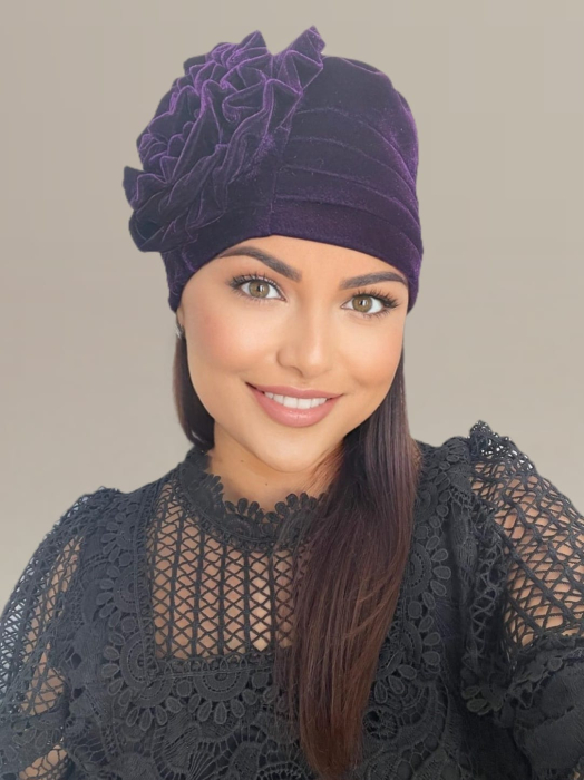 Turban elegant din catifea lux AFRODITA (VIOLET) - marime universala [4]