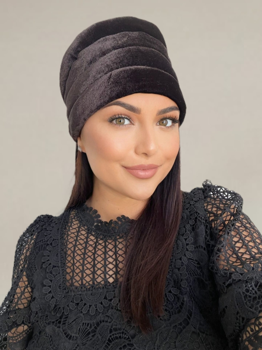 Turban elegant din catifea lux VENUS (MARO inchis) - marime universala [5]
