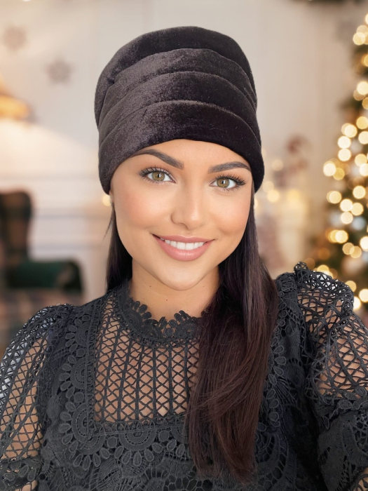 Turban elegant din catifea lux VENUS (MARO inchis) - marime universala [3]