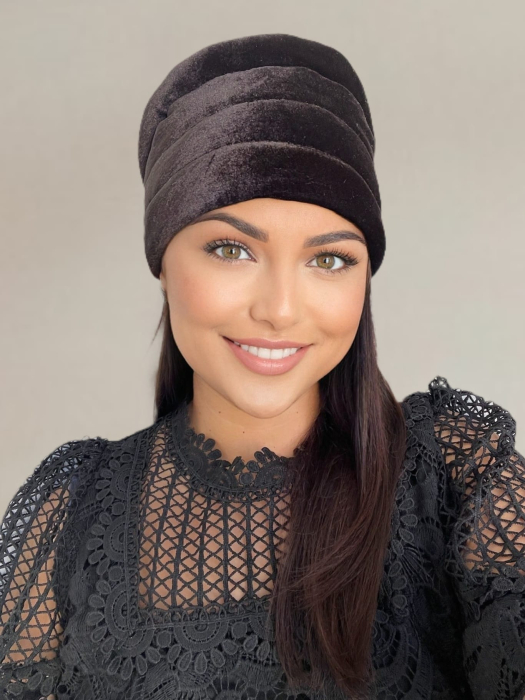 Turban elegant din catifea lux VENUS (MARO inchis) - marime universala [4]