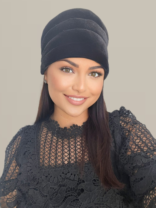 Turban elegant din catifea lux VENUS (NEGRU) - marime universala [4]