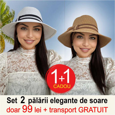 Oferta verii: 1 + 1 CADOU + transport GRATUIT - Palarii dama boruri medii OLIMPIA LUX (ALB+MARO aramiu), reglabila