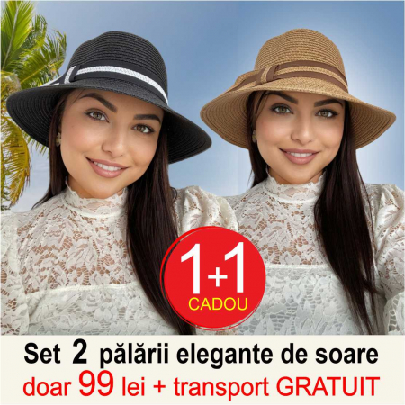 Oferta verii: 1 + 1 CADOU + transport GRATUIT - Palarii dama boruri medii OLIMPIA LUX (NEGRU+MARO aramiu), reglabila