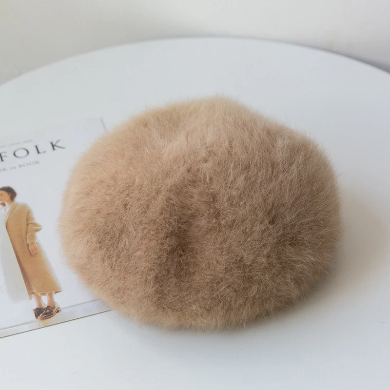 Bereta lux din lana fina si pufoasa de Angora - Princess (MARO cappuccino) - marime universala [2]