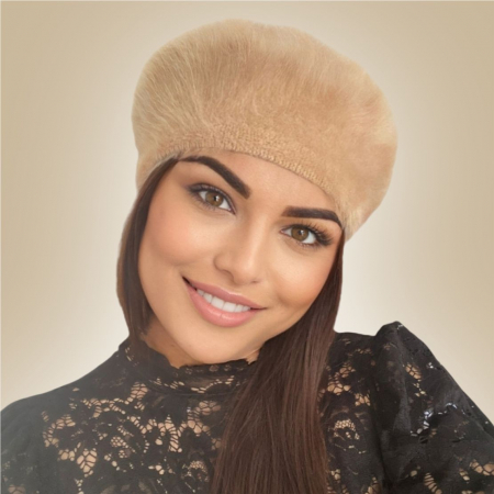 Bereta lux din lana fina si pufoasa de Angora - Princess (MARO cappuccino) - marime universala [1]