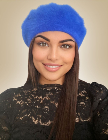 Bereta lux din lana fina si pufoasa de Angora - Princess (ALBASTRU) - marime universala [1]