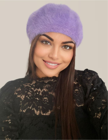 Bereta lux din lana fina si pufoasa de Angora - Princess (MOV deschis) - marime universala [1]