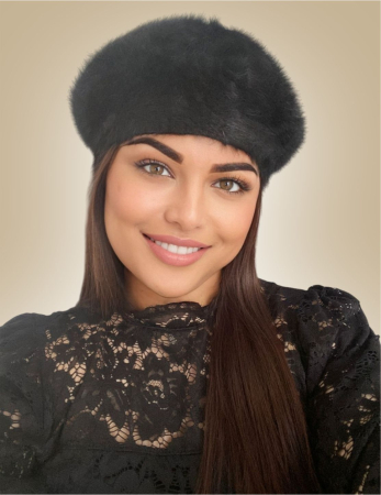 Bereta lux din lana fina si pufoasa de Angora - Princess (NEGRU) - marime universala [1]