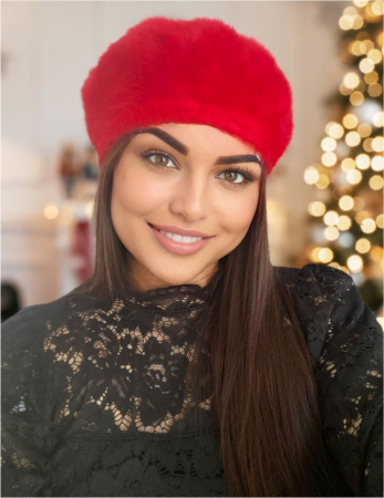 BERETE DAMA - Bereta lux din lana fina si pufoasa de Angora - Princess (ROSU) - marime universala