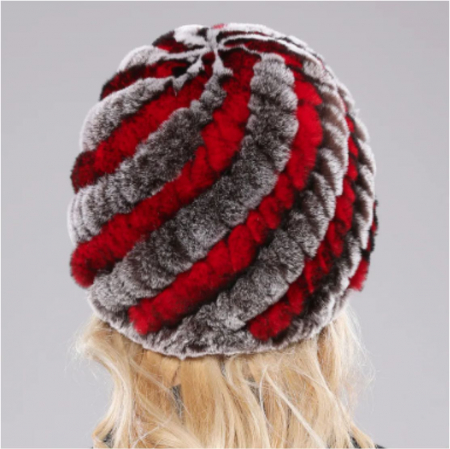 Caciula eleganta din blana MARA (GRI+ROSU) - marime universala [3]