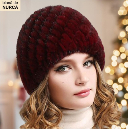 CACIULI NURCA - Caciula din blana de NURCA - Gloria Lux (GRENA) - marime universala
