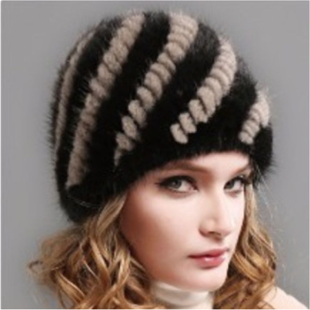 Caciula din blana de NURCA - Princess Lux (NEGRU+CREM) - marime universala [3]