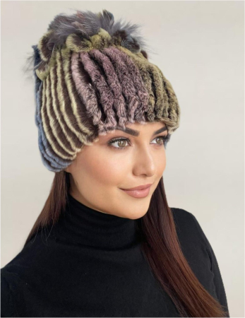 Caciula cu blana de ȘINȘILA - Royal Lux (MULTICOLOR) - marime universala [2]