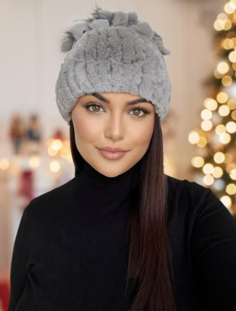 CACIULI BLANA: profita de oferta zilei cu 60% reducere + transport GRATIS - Caciula cu blana de ȘINȘILA - Royal Lux (GRI deschis) - marime universala