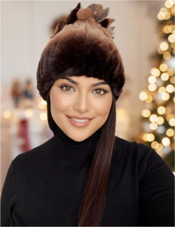 Caciula cu blana de ȘINȘILA - Royal Lux (MARO în degrade) - marime universala [2]