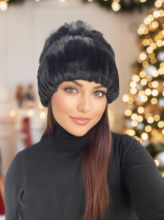 CACIULI BLANA: profita de oferta zilei cu 60% reducere + transport GRATIS - Caciula cu blana de ȘINȘILA - Royal Lux (NEGRU) - marime universala