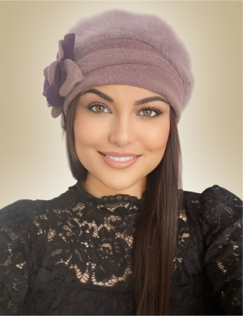 Caciula din lana groasa de Angora - Gloria Lux (ROZ pudra) - marime universala [1]