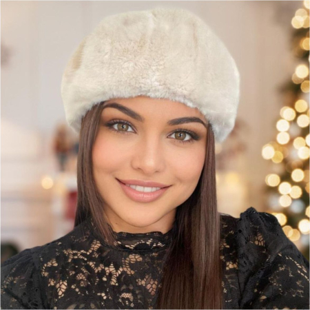 Caciula eleganta de blana JULIETTE (CREM) - marime universala, reglabila [3]