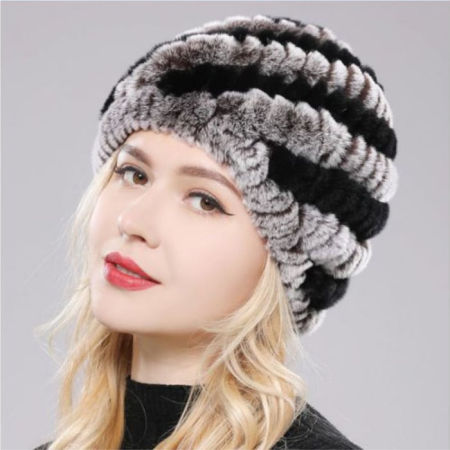 Caciula eleganta din blana ALISE Chic (GRI+NEGRU) - marime universala [3]