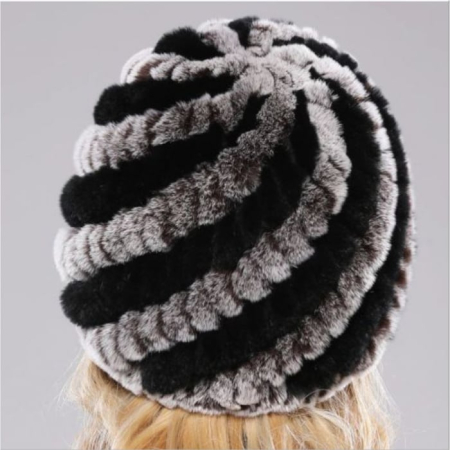 Caciula eleganta din blana ALISE Chic (GRI+NEGRU) - marime universala [2]