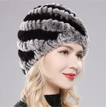 Caciula eleganta din blana ALISE Chic (GRI+NEGRU) - marime universala [1]