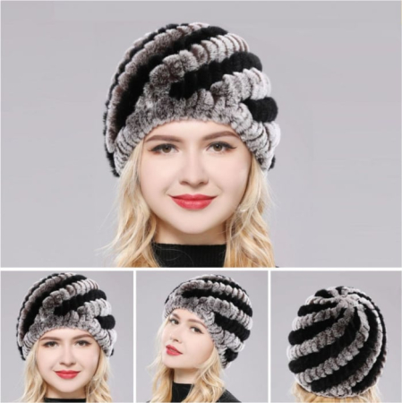 Caciula eleganta din blana ALISE Chic (GRI+NEGRU) - marime universala [4]