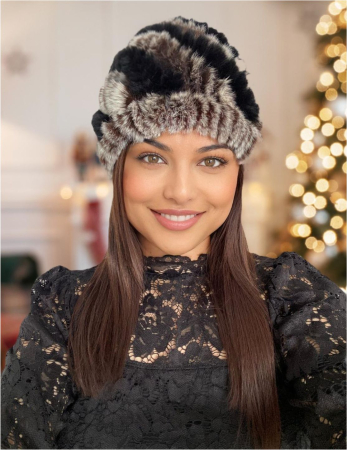 CACIULI DAMA - Caciula eleganta din blana Bia (NEGRU+MARO) - marime universala