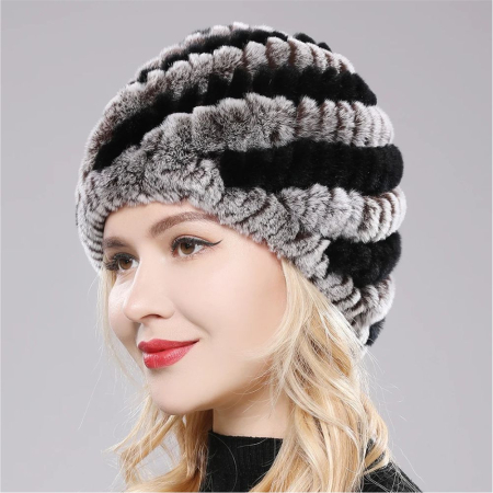 Caciula eleganta din blana BIA Chic (MARO/GRI+NEGRU) - marime universala [2]