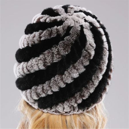 Caciula eleganta din blana BIA Chic (MARO/GRI+NEGRU) - marime universala [3]