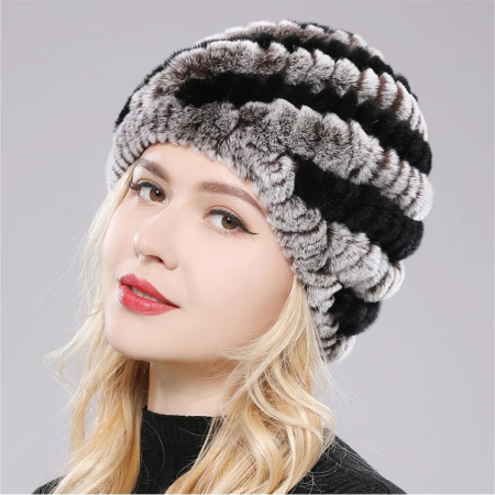 Caciula eleganta din blana BIA Chic (MARO/GRI+NEGRU) - marime universala [1]