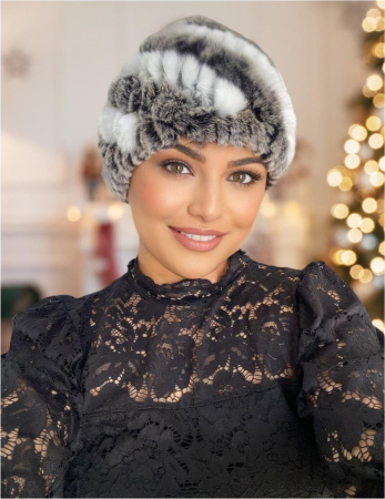 CACIULI DAMA - Caciula eleganta din blana CORA (GRI+ALB) - marime universala