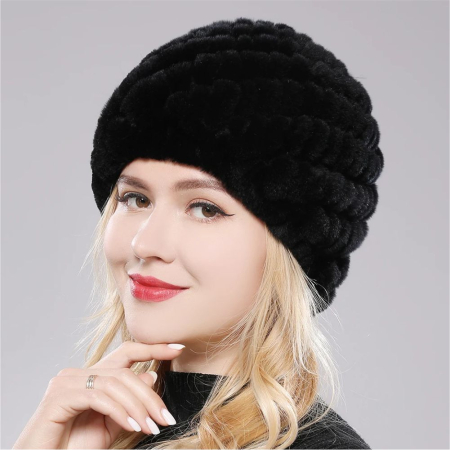 OFERTA ZILEI! Caciuli blana la doar 119 lei + transport GRATIS - Caciula eleganta din blana ELISE Chic (MARO) - marime universalae