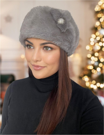 Caciula eleganta din blana LADY LUX (GRI perlat) - marime UNICA, REGLABILA [1]