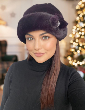 Caciula eleganta din blana LADY LUX (VIOLET PRUNIA) - marime UNICA, REGLABILA [1]