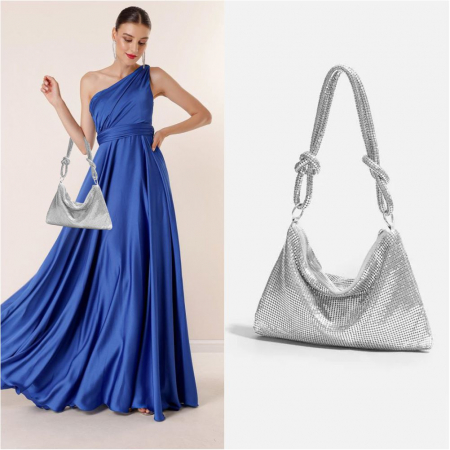 Geanta de ocazie tip plic cu strasuri BOLERO (ARGINTIE) [1]