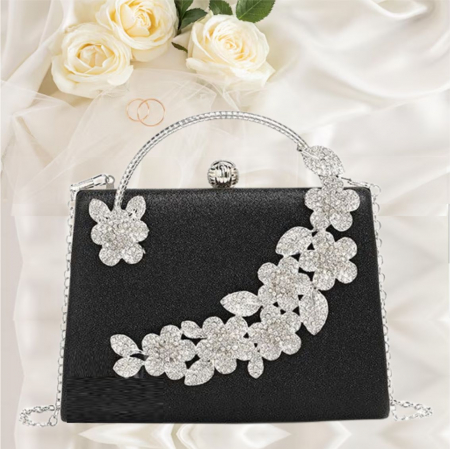 GENTI OCAZIE - Geanta lux de ocazie clutch LADY ROSE (NEAGRA)