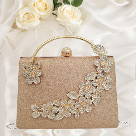 Geanta lux de ocazie clutch LADY ROSE (NEAGRU/ARGINTIU/AURIU) [1]