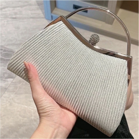 Geanta lux de ocazie din satin sidefat NOBLESS LUX (ARGINTIE) [1]