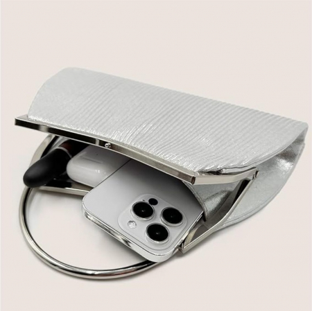 Geanta lux de ocazie din satin sidefat NOBLESS LUX (ARGINTIE) [3]