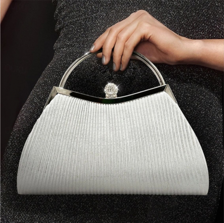 GENTI OCAZIE - Geanta lux de ocazie din satin sidefat NOBLESS LUX (ARGINTIE)