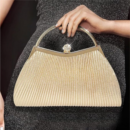 GENTI OCAZIE - Geanta lux de ocazie din satin sidefat NOBLESS LUX (AURIU)